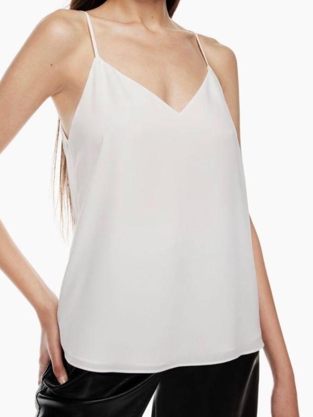 Babaton White V-Neck Spaghetti Strap Camisole